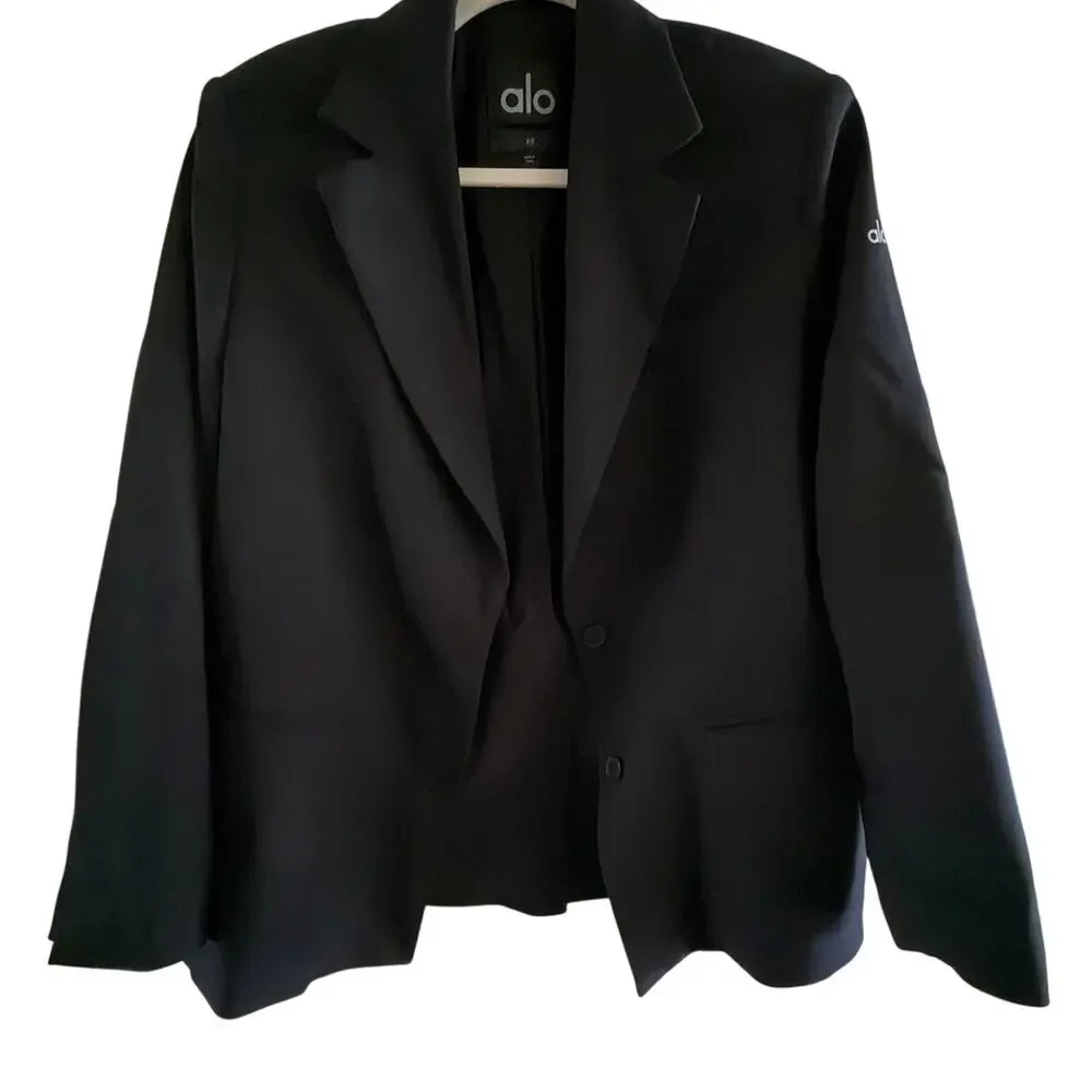 Alo Yoga First Class Blazer XS Black Oversized Logo Performance Jacket